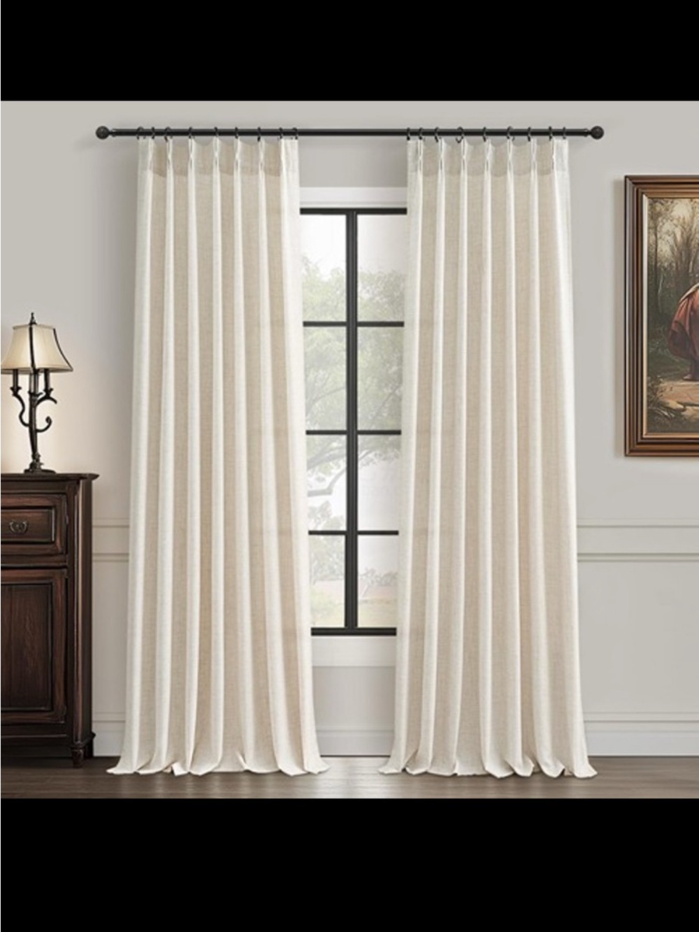 Extra long cream drapes